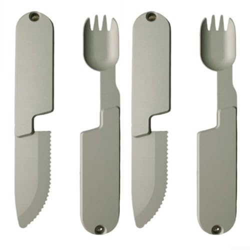 Campingutensilien-Set, kompakte Edelstahl-Gabel und Löffel für einfache Aufbewahrung (Campingbesteck 2 Set) von Zoegneer