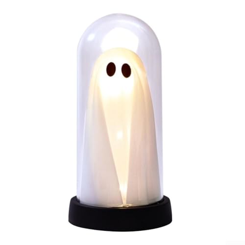 Charmantes Halloween-Deko-Nachtlicht mit einer Spektralfigur in Glaskuppel, perfekt für einen gemütlichen und festlichen Glanz in Ihrem Wohnzimmer oder Kaminbereich (bunt) von Zoegneer