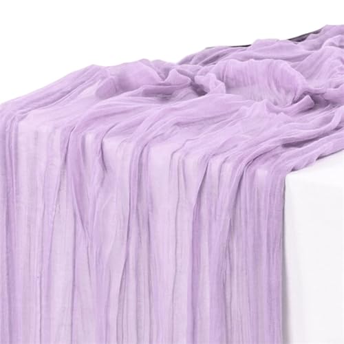 Einzigartige, handgefärbte Gaze-Stoff-Tischdecke für rustikale Dekoration bei Feiern wie Hochzeiten und Versammlungen, 90 x 400 cm, Violett von Zoegneer