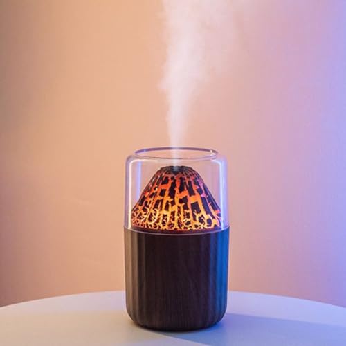 Energieeffizienter USB-Luftbefeuchter mit Flammensimulation und Aroma-Diffusor, schafft gemütliche Umgebungen (dunkle Holzmaserung) von Zoegneer