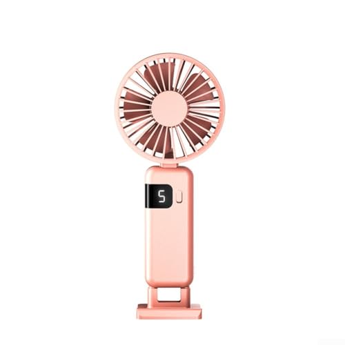 Faltbarer USB-Mini-Ventilator mit digitalem Display, Design zum Aufhängen am Hals und 5 Geschwindigkeitsstufen für personalisierte Kühlung zu Hause, im Büro oder auf Reisen (für Pink) von Zoegneer