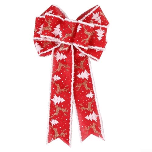 Große Schleifen mit Weihnachtsmotiv für Baum und Tischdekoration, Ferienhaus Essentials (rot) von Zoegneer