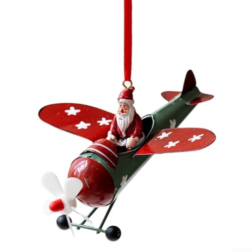 Handgefertigter Weihnachtsanhänger aus Eisen, Weihnachtsmann, Schneemann und Elch im Flugzeug-Design zum Aufhängen an Bäumen oder saisonaler Dekoration (Weihnachtsmann) von Zoegneer