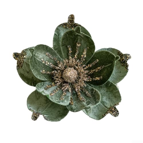 Künstliche Magnolien-Weihnachtsspieße für Baumdekoration, Stoff-Magnolien-Blumen, Ornamente zur Verbesserung der Urlaubsatmosphäre und saisonalen Arrangements (ist grün) von Zoegneer