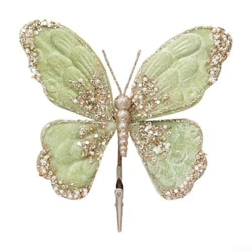 Schmetterlings-Clips für Hochzeit und Heimdekoration, realistisches Design und sicherer Clip für Blumen und Partys (grün) von Zoegneer