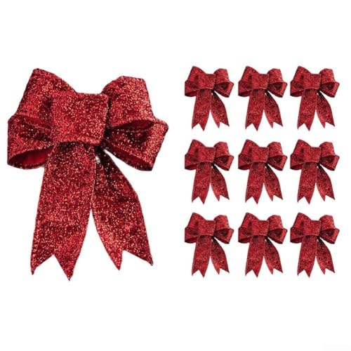 Set mit 10 Stoffschleifen für Weihnachtsbaum und Kranz, geeignet für mehrere saisonale Veranstaltungen (rot) von Zoegneer