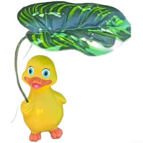 Skurrile Ente mit Regenschirm aus Kunstharz für Aquarium und Garten, Topfdekoration, aus Kunstharz, geeignet für Balkon, Terrasse und Innenräume (7827 Gelb) von Zoegneer