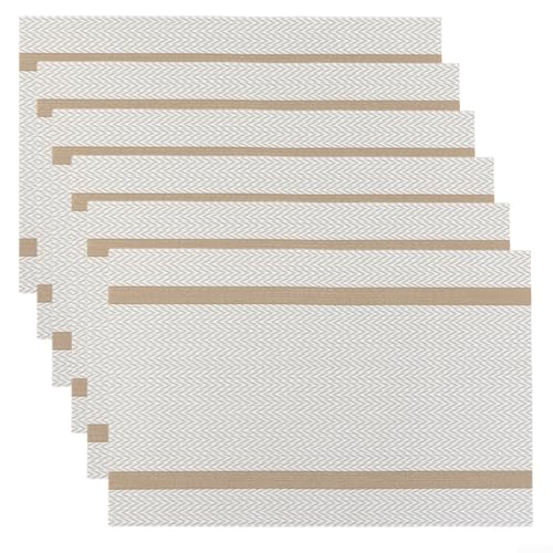 Tischsets aus PVC, hitzebeständig, 45 x 30 cm, pflegeleicht, für Ess- und Couchtische, für jede Einrichtung, Beige, 6 Stück von Zoegneer