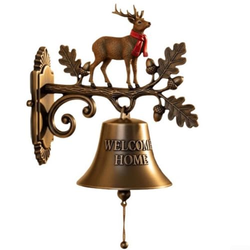 Türklingel aus Gusseisen mit rustikalem Bronze-Finish und charmanten Designelementen für Eingangsbereich und Wohnbereiche (ein Hirsch) von Zoegneer