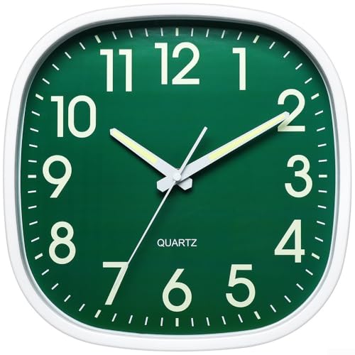 Wanduhr mit großem Display, 30,5 cm, batteriebetrieben, mit Quarzwerk, für Zuhause oder Arbeitsplatz, dekorative runde Hängeruhr mit klaren Zahlen (schwarz (grün (nigntlight)) von Zoegneer