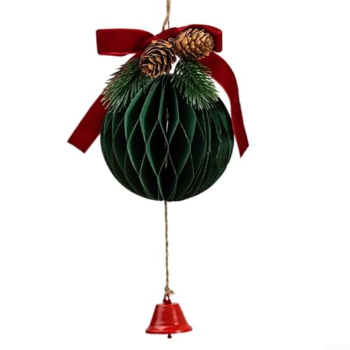 Weihnachts-Türknauf-Dekoration mit Glöckchen, Papierkugel und Tannenzapfenelementen für Weihnachtsbaum, Fenster und Wandakzent (02) von Zoegneer