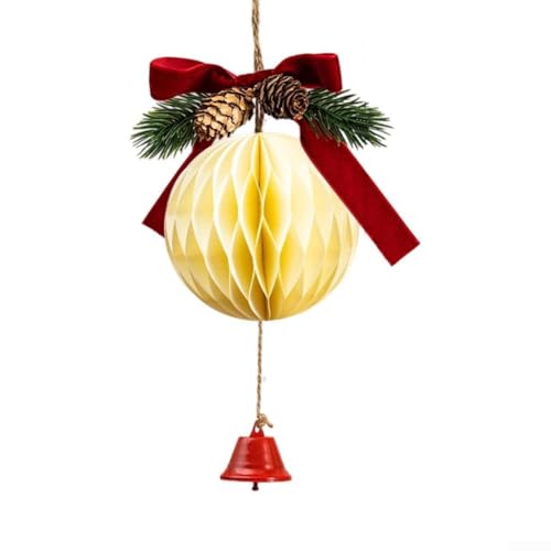 Weihnachts-Türknauf-Dekoration mit Glöckchen, Papierkugel und Tannenzapfenelementen für Weihnachtsbaum, Fenster und Wandakzent (03) von Zoegneer