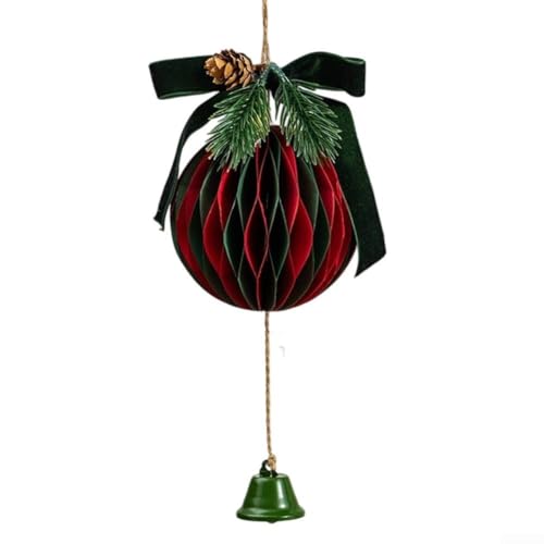 Weihnachts-Türknauf-Dekoration mit Glöckchen, Papierkugel und Tannenzapfenelementen für Weihnachtsbaum, Fenster und Wandakzent (05) von Zoegneer