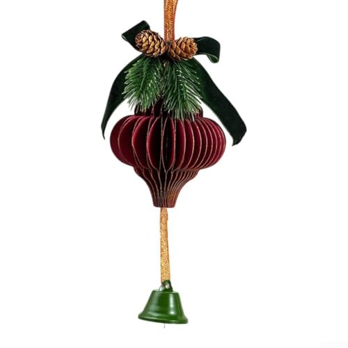 Weihnachts-Türknauf-Dekoration mit Glöckchen, Papierkugel und Tannenzapfenelementen für Weihnachtsbaum, Fenster und Wandakzent (07) von Zoegneer