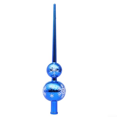 Weihnachtsbaumspitzen-Dekoration mit hohlem Boden und klassischem Kürbisstern-Design aus wiederverwendbarem, leichtem Kunststoff für den Einsatz in verschiedenen Feiertagsorten (Blau) von Zoegneer