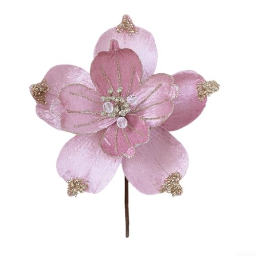 Weihnachtsblumen-Ornamente mit doppeltem hohlen Design für Baum, Kranz und Urlaubsdekoration (Rosa) von Zoegneer