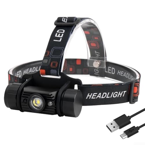 Wiederaufladbare Stirnlampe mit Bewegungssensor und abnehmbarer Taschenlampe und einstellbarer Helligkeit für Wandern Angeln (Scheinwerfer) von Zoegneer