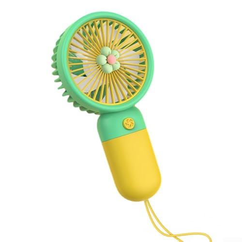 Wiederaufladbarer Handventilator, handflächengroß und tragbar, perfekt für Outdoor-Aktivitäten und Arbeitsbereiche (Blumengelb) von Zoegneer