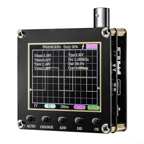 Zoegneer 138 PRO Digitales Oszilloskop, Einzelk, 2,4 Zoll LCD-Display, 200 kHz Bandbreite, 2,5 MSa/s, Abtastrate mit Typ-C-Kabel und Sonde (mit BAT) von Zoegneer