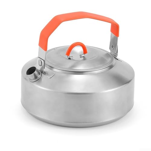 Zoegneer 1L Camping Teekessel Outdoor Tragbare Kaffeekanne Wasserkocher mit Silikon-Griffabdeckung für Reisen Wandern Angeln Rucksackreisen Picknick Aluminiumlegierung von Zoegneer