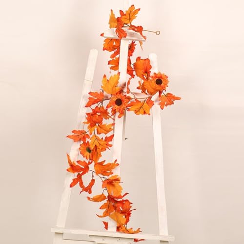 Zoegneer 2 Stück 3 m Thanksgiving dekorative leuchtende Ranken-Set mit Kupferdraht-Lichtern und künstlichen Sonnenblumen, simuliertes Ahornblatt-Dekor für Innen- und Außenbereich Zoegneer 2 Stück 3 m Thanksgiving dekorative leuchtende Ranken-Set mit Kupferdraht-Lichtern und künstlichen Sonnenblumen, simuliertes Ahornblatt-Dekor für Innen- und Außenbereich von Zoegneer