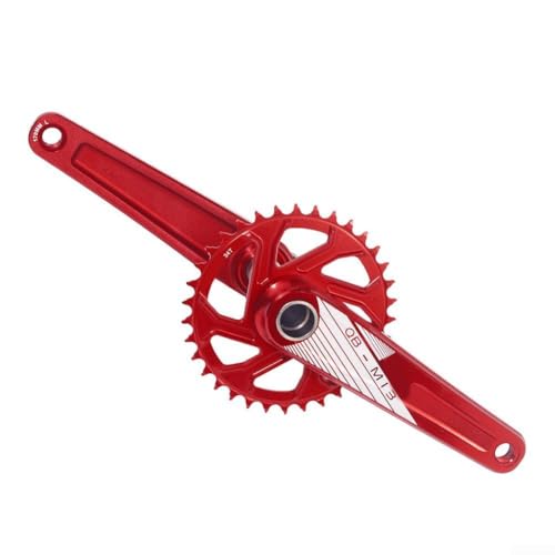 Zoegneer 3-Bolzen Fahrrad-Kurbelgarnitur mit 34T einzelnem, schmalem breitem Kettenblatt und 68 mm Tretlager, Aluminiumlegierung, passend für 9-12-Gang-Rennräder und Mountainbikes (rot) von Zoegneer