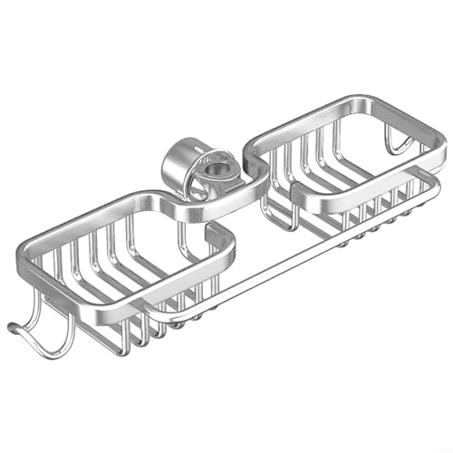 Zoegneer Aluminium-Doppelkorb mit Stange Wasserhahn Organizer Regal Waschbecken Abfluss Rack Mit Schwamm Aufbewahrungskorb Halten Spüle Trocken (B) von Zoegneer