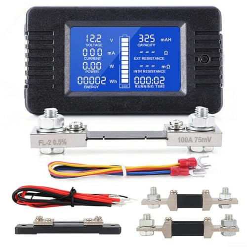 Zoegneer DC-Batterie-Monitor, digital, Strom, Spannung, Energie, Leistungsmesser, 12 V, 0–200 V, Batterie-Monitor, LCD-Display, Gleichspannung für Auto, Wohnmobil (200 A) von Zoegneer