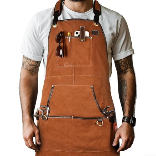 Zoegneer Doppelseitige Fleece-Schweißschürze, flammhemmend, schützende Arbeitskleidung für Tischlerei, Elektriker, Autoreparatur, verstellbar, schmutzabweisend (Kamel) von Zoegneer