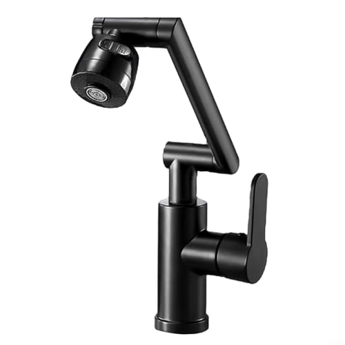 Zoegneer Drehbarer Wasserhahn, heißes und kaltes Waschbecken, Gemüse-Waschtischarmatur für Küche und Bad (10 Modi) (10 Modi) (10 Modi) (schwarz) von Zoegneer