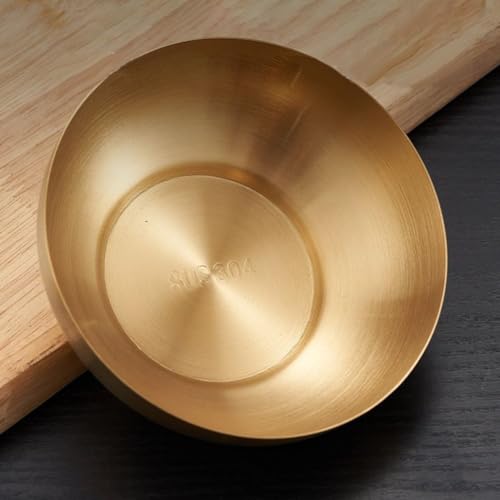 Zoegneer Edelstahl Gold und Silber Dip-Soßenschalen Kleine Runde Gewürzschale Sushi Dip-Schalen für Küche Zuhause Restaurant (15 cm Gold) von Zoegneer