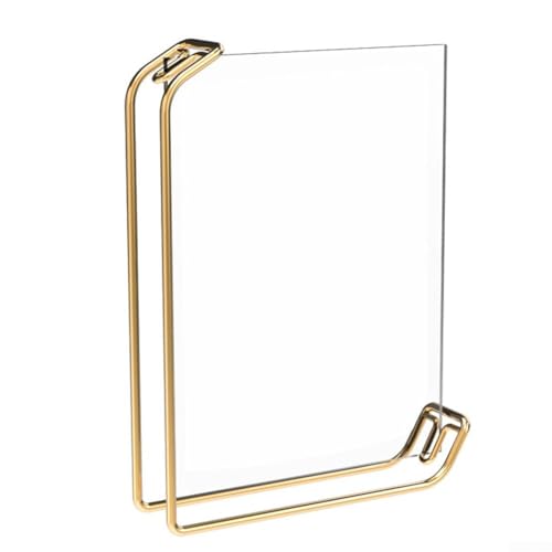 Zoegneer Eleganter Bilderrahmen mit durchscheinendem Acryl-Display, A4, goldfarben, Metall-Bilderrahmenständer, doppelseitiges Display (Gold) von Zoegneer