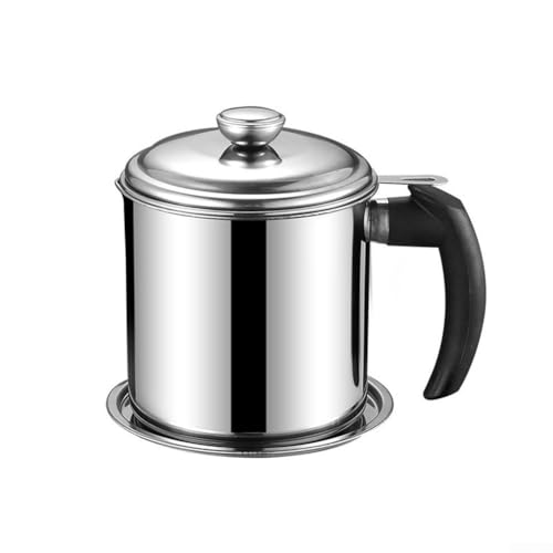 Zoegneer Fritteuse Kleine Fritteuse Japanische Fritteuse Fett Siebbehälter Edelstahl Öltopf mit Deckel und Filter (Silber) von Zoegneer