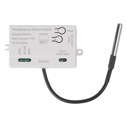 Zoegneer Für Tuya WiFi Temperatur Luftfeuchtigkeit Control Switch Remote Smart Dry Contact Modul mit Edelstahl-Sensor Sonde Automatischer Modus 7-32V 85-262V (A) von Zoegneer