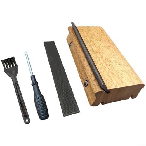 Zoegneer Gitarren-Bund-Feile mit 3° 23° 35° Winkeln Holzgriff Hartstahl Bundende Dressing Tool für Gitarre Bass Ukulele Banjo (gelb) von Zoegneer