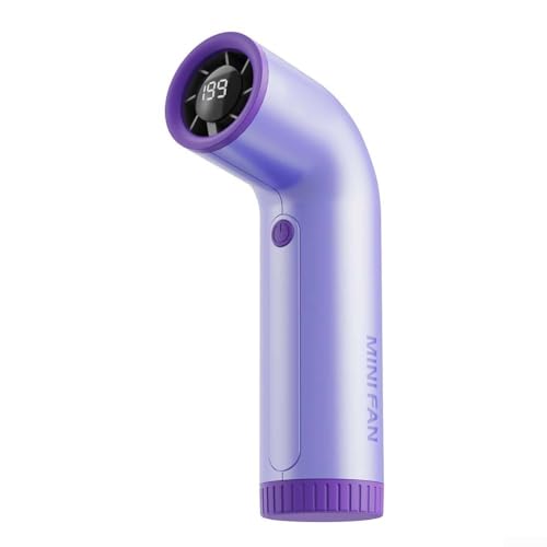 Zoegneer Handventilator, wiederaufladbarer USB-Ventilator, Handheld-Design, Hochgeschwindigkeits-Ventilator mit 199 Geschwindigkeitseinstellungen und klarer Digitalanzeige (lila) von Zoegneer