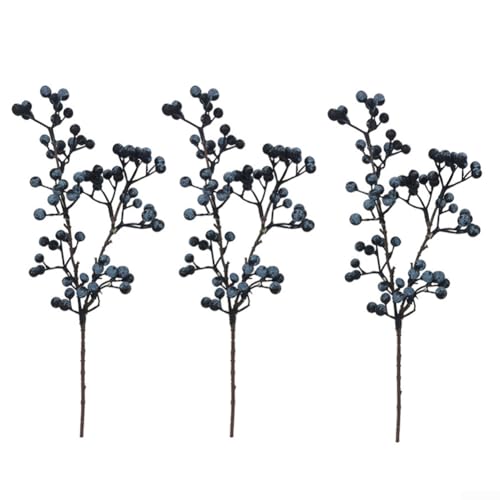 Zoegneer Künstlicher Blaubeerzweig Blumenstrauß aus Schaumstoff, biegbares Material, Pflanzen-Set, Heimdekoration, 36 cm (blau) von Zoegneer