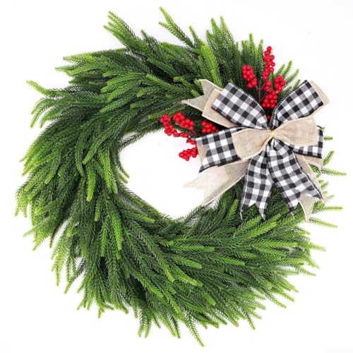Zoegneer Künstlicher Tannennadelkranz, Weihnachtspflanzendekorationen, weicher Gel, Norfolk Kiefernnadelkranz für Weihnachtstürdekoration, 40 cm Durchmesser Zoegneer Künstlicher Tannennadelkranz, Weihnachtspflanzendekorationen, weicher Gel, Norfolk Kiefernnadelkranz für Weihnachtstürdekoration, 40 cm Durchmesser von Zoegneer