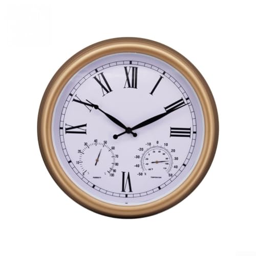 Zoegneer Leise 38,1 cm Wanduhr mit nicht tickendem Mechanismus Temperatur Luftfeuchtigkeitsmesser batteriebetrieben für Innen- und Außenbereiche (B) von Zoegneer