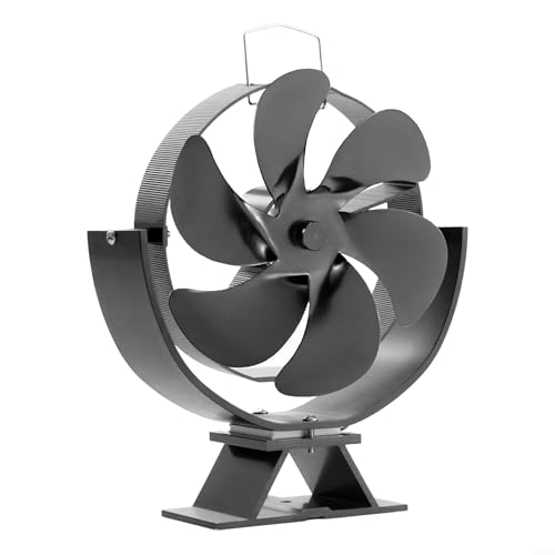 Zoegneer Leiser einstellbarer Kaminventilator, energieeffiziente Wärmeverteilung, Multi-Winkel-Metallblätter für Holzofen, Heizung, Kamin, Zubehör, Werkzeuge (sechs Blätter) von Zoegneer