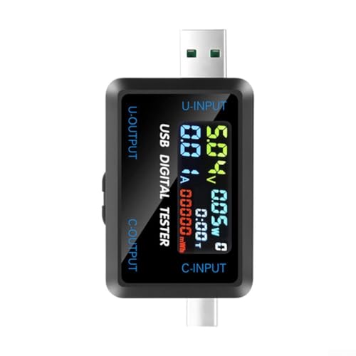 Zoegneer Multifunktionaler USB-Spannungs- und Strommesser, digitales Display, Kapazitätstester, mobiler Leistungstester (USB + Typ-C) von Zoegneer