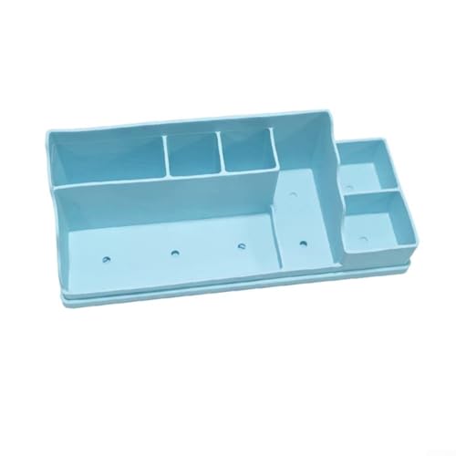 Zoegneer Silikon Badezimmer Organizer Tablett Badezimmer Schminktisch Tablett Multifunktionale Arbeitsplatte Aufbewahrungsbox Zahnbürstenhalter Schminktisch Kosmetikständer 35 x 14 x 11 cm (Blau) von Zoegneer
