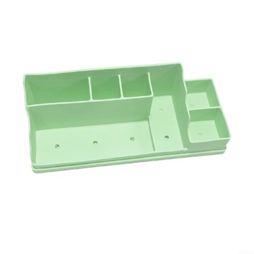 Zoegneer Silikon Badezimmer Organizer Tablett Badezimmer Schminktisch Tablett Multifunktionale Arbeitsplatte Aufbewahrungsbox Zahnbürstenhalter Schminktisch Kosmetikständer 35 x 14 x 11 cm (Grün) von Zoegneer