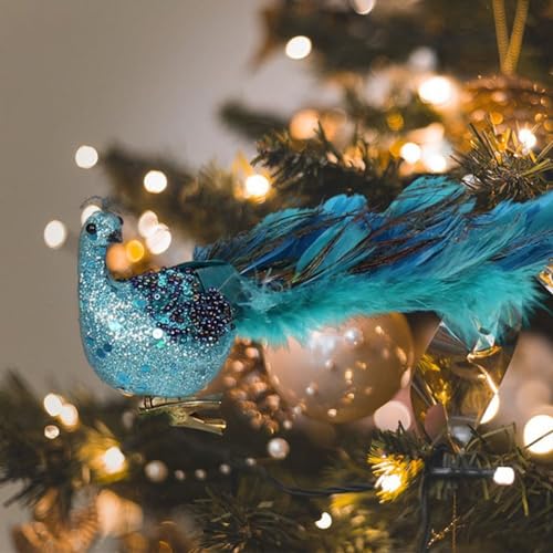 Zoegneer Simulierter Pfau, Xmas Pfau Ornament Xmas Party Ornamente Pfau Zubehör Für Weihnachtsbaum Wohnzimmer Dekoration Blau von Zoegneer