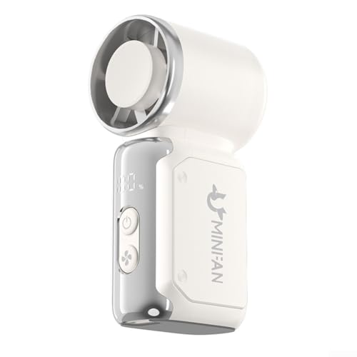 Zoegneer Tragbarer Mini-Handventilator mit 199 Geschwindigkeitsstufen, wiederaufladbarer Turbo-Lüfter für Reisen und Außenbereich, leichter Taschenventilator mit LED-Display (weiß) von Zoegneer