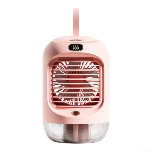 Zoegneer Tragbarer USB-Desktop-Ventilator, Mini-Luftkühler mit Wassersprühnebel, oszillierender Kopf, persönlicher Kühlventilator für Zuhause, Büro, platzsparendes Design (Rosa) von Zoegneer
