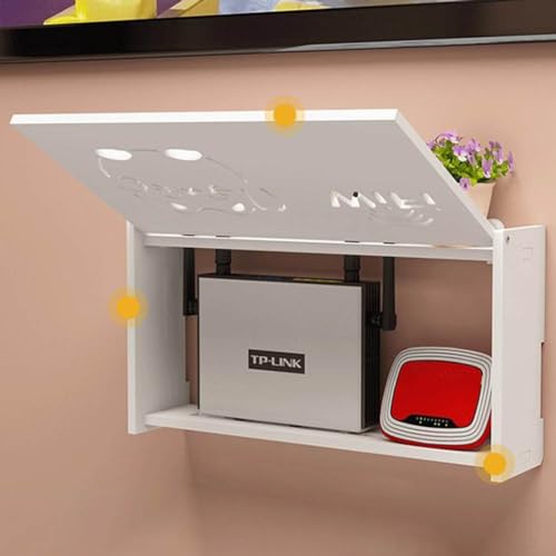 Zoegneer Wärmeableitendes kabelloses Router-Rack, Wandmontage WiFi-Aufbewahrungsbox Wandhalterung Router Regal zur Aufbewahrung von Kabeln und Routern (offene Tür) von Zoegneer