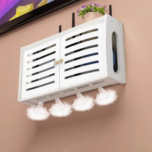 Zoegneer Wärmeableitendes kabelloses Router-Rack, wandmontierte WiFi-Aufbewahrungsbox, Wandhalterung, Wandhalterung zur Aufbewahrung von Kabeln und Routern (Louver-Stil) von Zoegneer