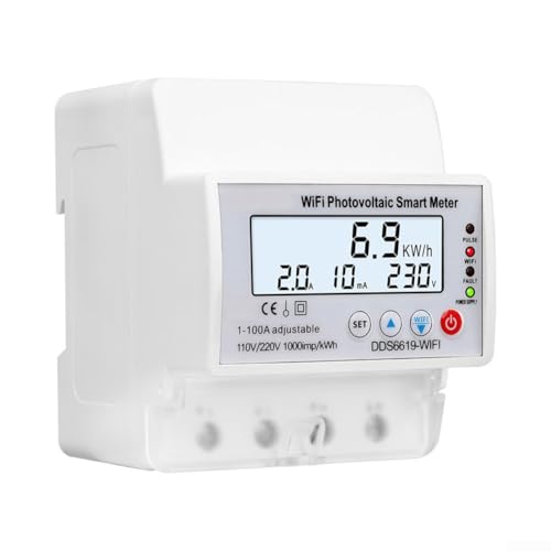 Zoegneer WiFi Smart Elektrischer Energiezähler Einphasen-Leistungsmonitor LCD Display Breaker AC 220V 110V 100A mit Fernbedienungsfunktion für Solarstromanlage von Zoegneer