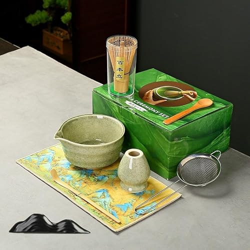8 Stück Matcha Set, Matcha Whisk Set, Matcha Tea Set, Stylisches Matchas Set Mit Matcha Besen, Matcha Filtersieb, Matcha-Schale, Chasen und Matcha Löffel, für Einsteiger (A) von Zoelele